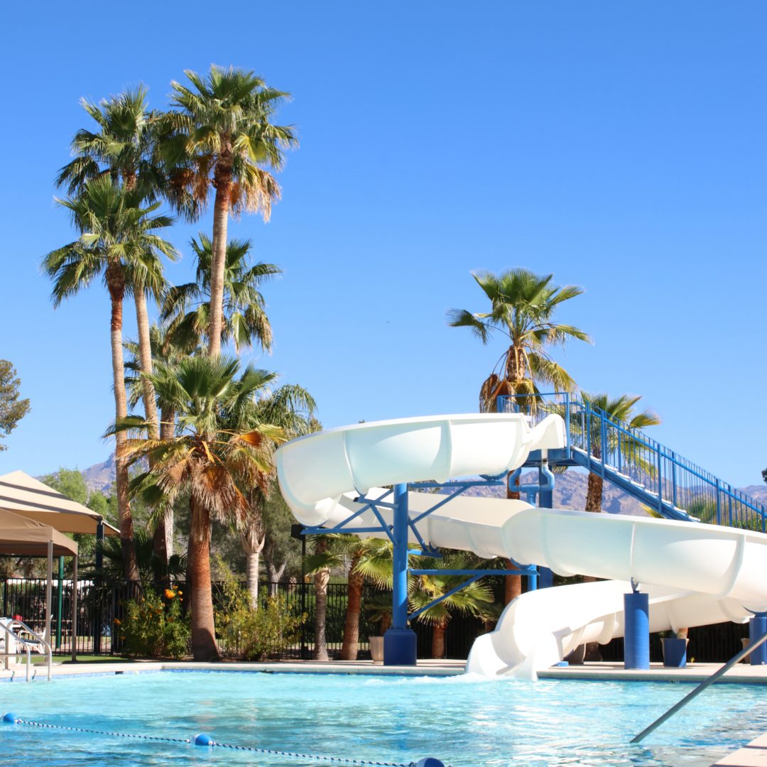 97-foot water slide at the aquatics center